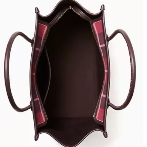 NEW Kate Spade Bright Rose Ella Plaid Tote WKR00604 $299 Red - Picture 3 of 10